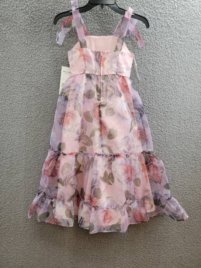 Rare Editions Floral-Print Organza Maxi Dress Big Girls 7 Lavender Zip Closure