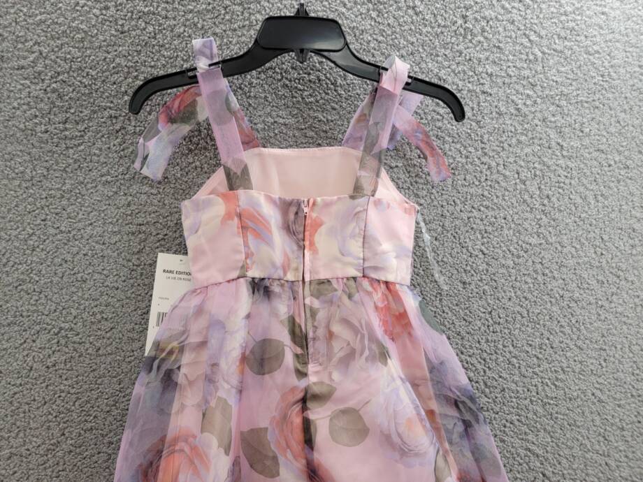 Rare Editions Floral-Print Organza Maxi Dress Big Girls 7 Lavender Zip Closure