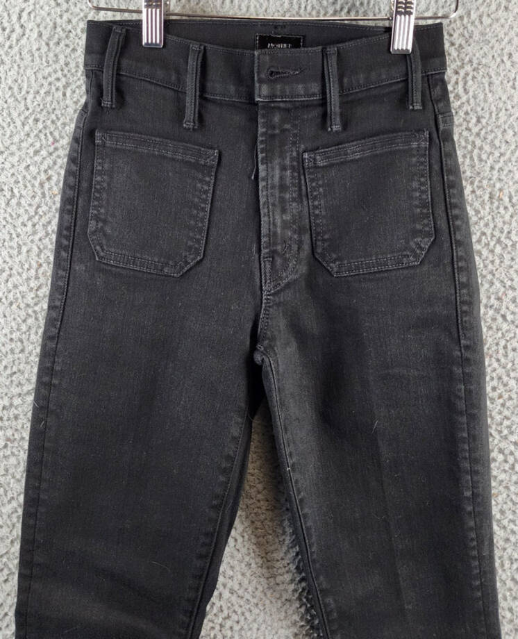 MOTHER The Patch Pocket Insider High Rise Jeans Women's 23 Pitch Button Closure~