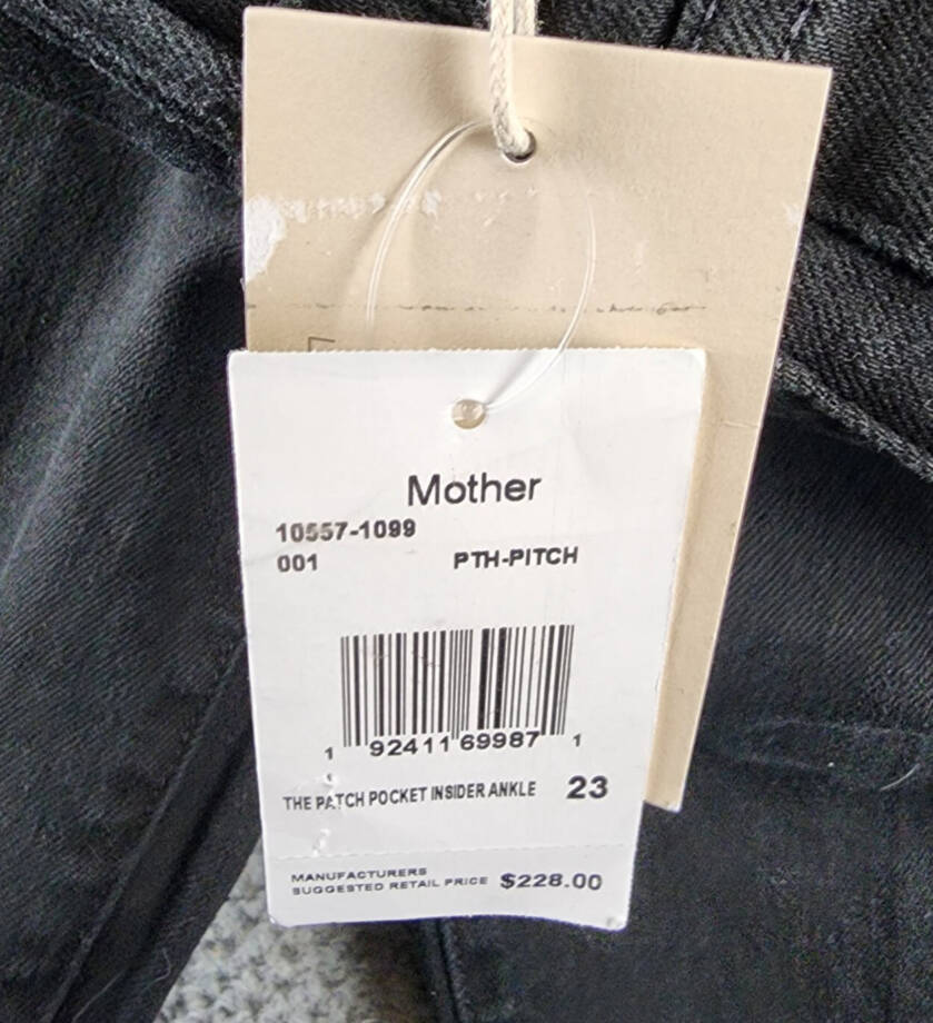 MOTHER The Patch Pocket Insider High Rise Jeans Women's 23 Pitch Button Closure~