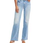 Mother The Kick It Straight Leg Jeans Women's 26 Light Blue High Rise Belt Loops