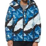 Club Room Stretch Hooded Puffer Jacket Men's XL Ski Print Full Zip Long Sleeve
