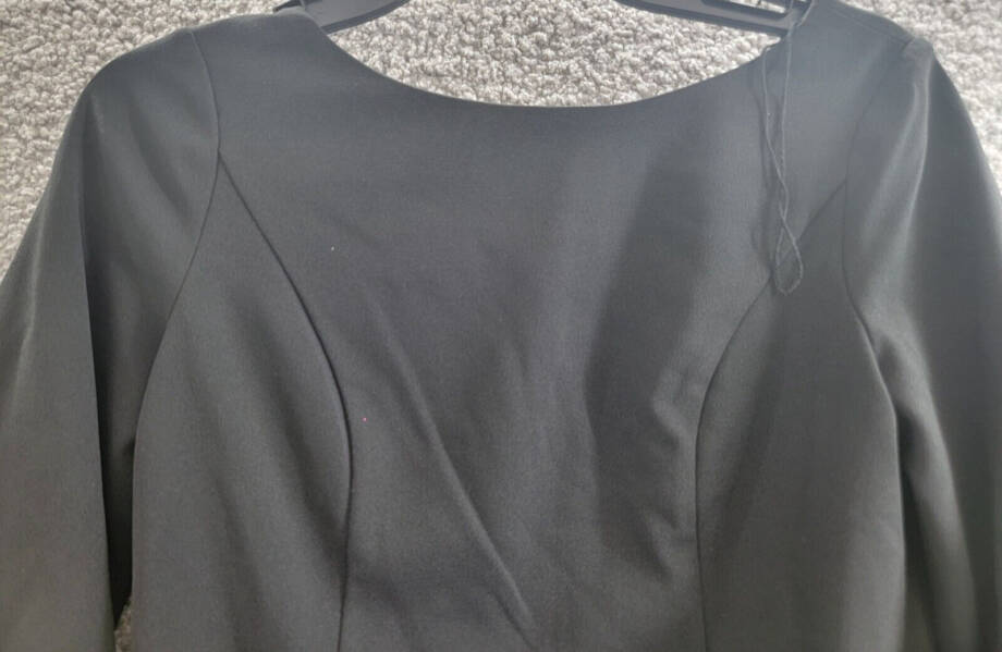 Adrianna Papell Feather-Cuff 3/4-Sleeve Top Women's 0 Black Boat Neck Back Zip