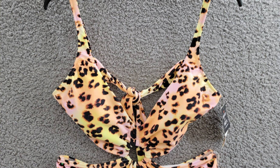 Bar III Animal-Print O-Ring Monokini Swimsuit Women's M Multi Tie Back Closure