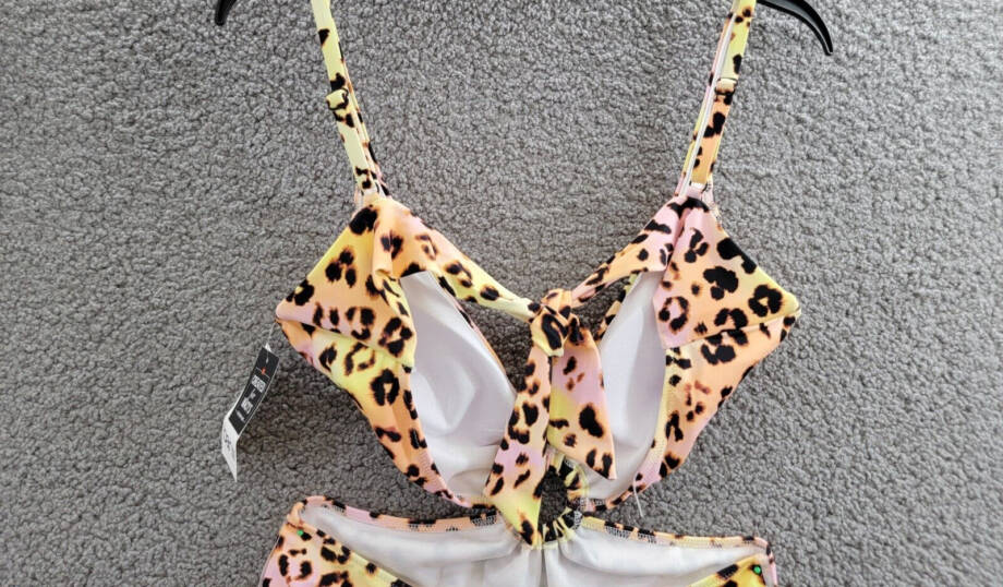 Bar III Animal-Print O-Ring Monokini Swimsuit Women's M Multi Tie Back Closure