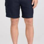 Vince Garment-Dyed Hemp Cargo Shorts Men's 38 Coastal Blue Button Zip Closure