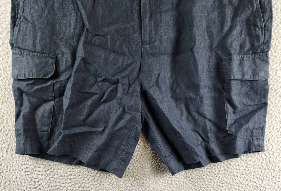 Vince Garment-Dyed Hemp Cargo Shorts Men's 38 Coastal Blue Button Zip Closure