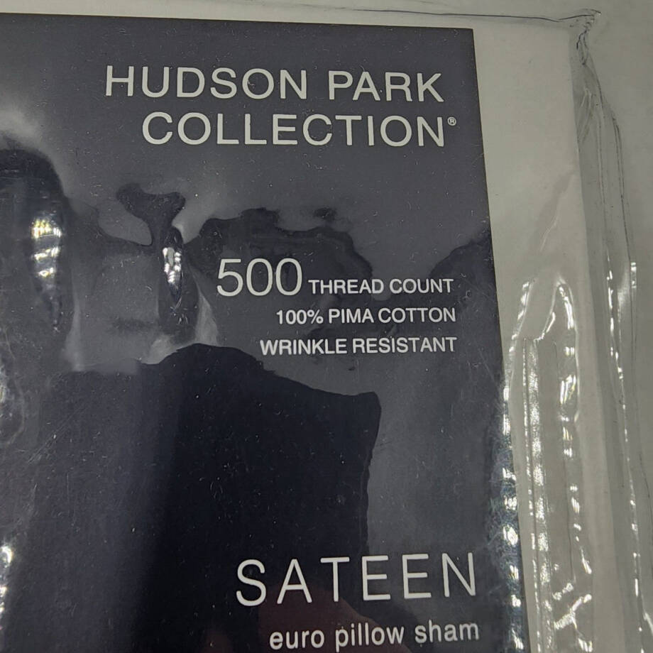 Hudson Park Collection 500TC Embroidered Geo Euro Pillow Sham 26in x 26in Sand