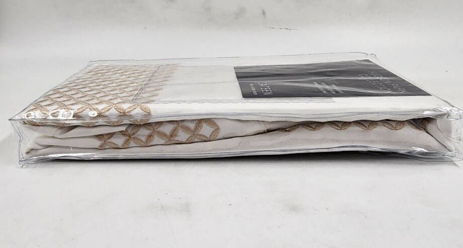 Hudson Park Collection 500TC Embroidered Geo Euro Pillow Sham 26in x 26in Sand