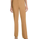 Calvin Klein Straight Leg Pants Women's 8 Luggage Side Pocket Button Zip Closure