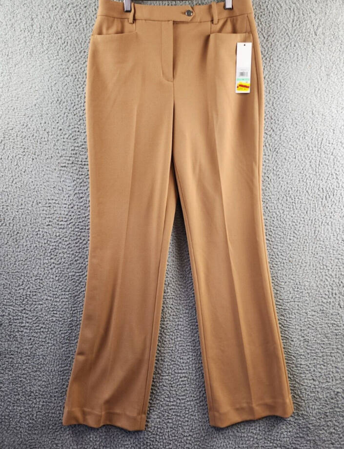 Calvin Klein Straight Leg Pants Women's 8 Luggage Side Pocket Button Zip Closure