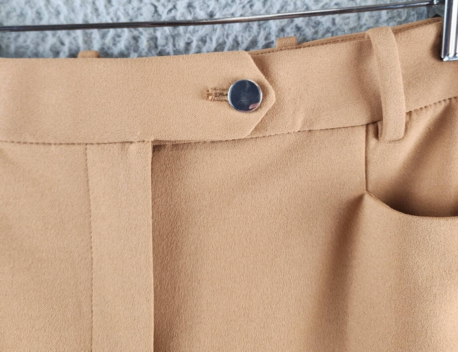 Calvin Klein Straight Leg Pants Women's 8 Luggage Side Pocket Button Zip Closure