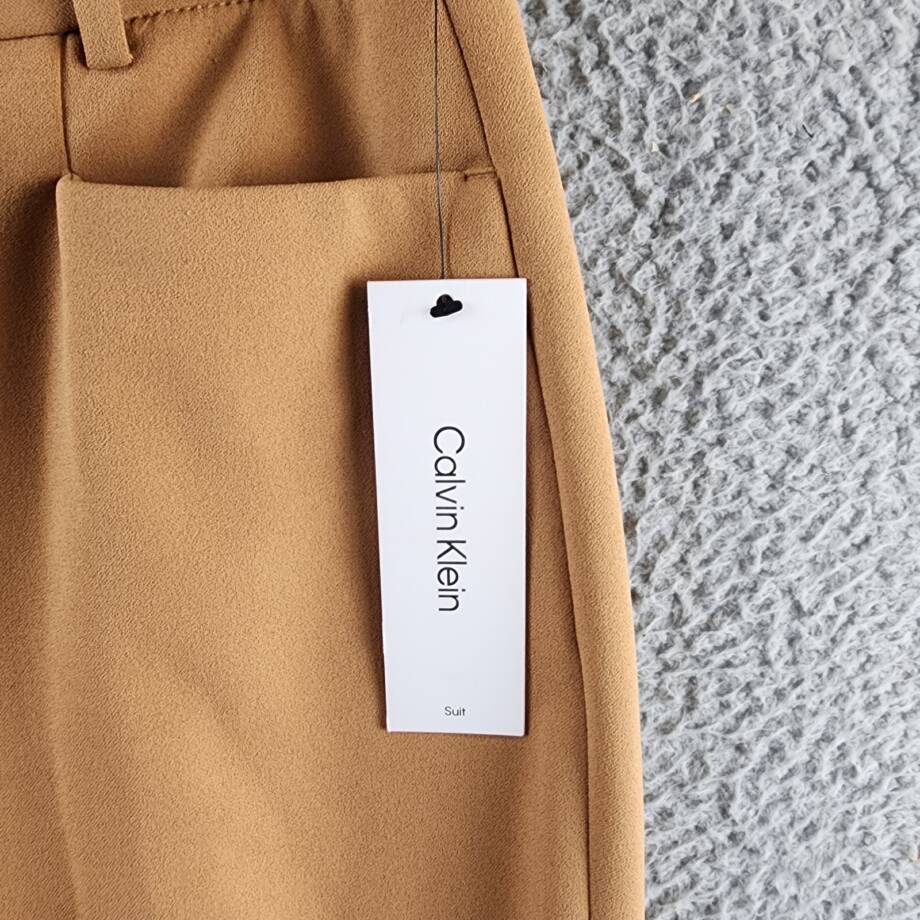 Calvin Klein Straight Leg Pants Women's 8 Luggage Side Pocket Button Zip Closure