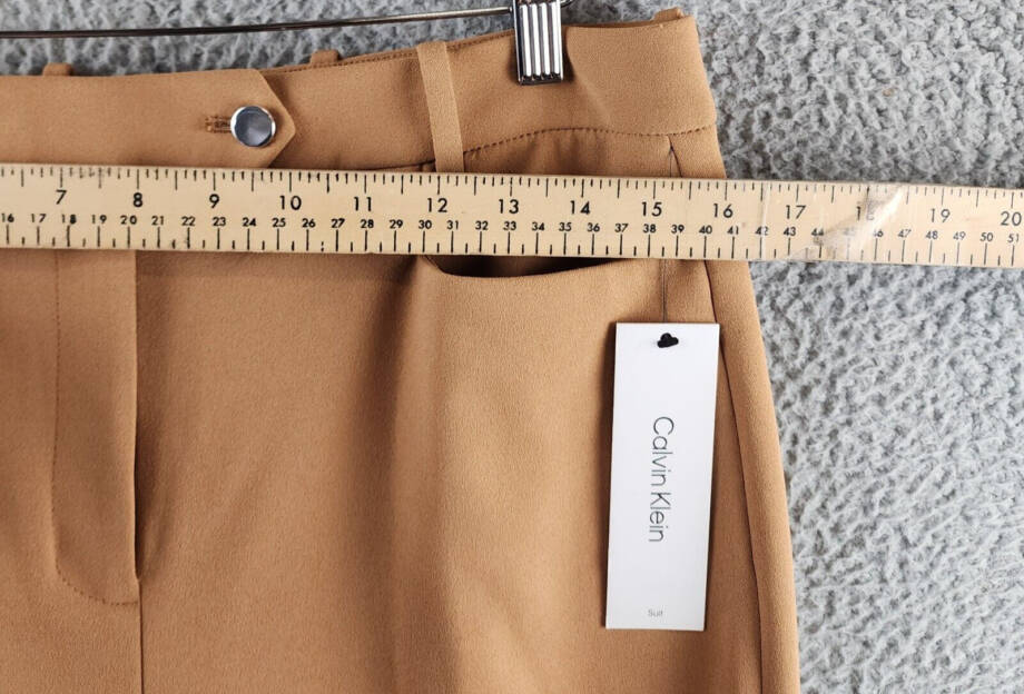 Calvin Klein Straight Leg Pants Women's 8 Luggage Side Pocket Button Zip Closure