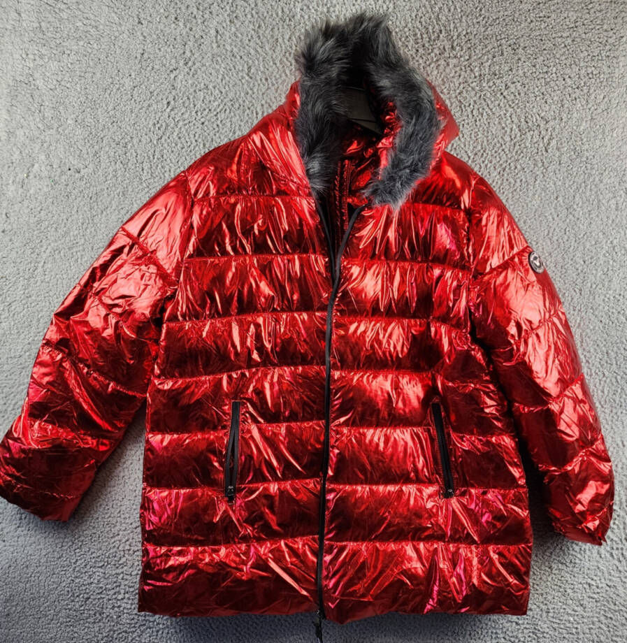White Mark Plus Size Faux Fur Cold Weather Puffer Jacket Women's 3XL Red L/S~