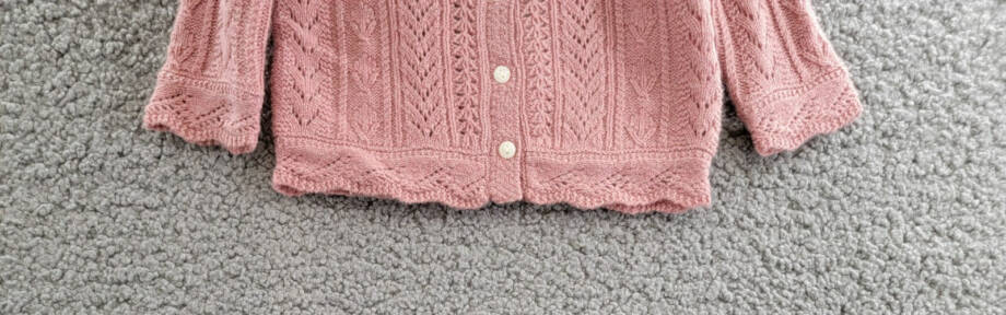 Ralph Lauren Wool Blend Mixed Knit Cardigan Baby Girls' 3-6Mos Pink Long Sleeve