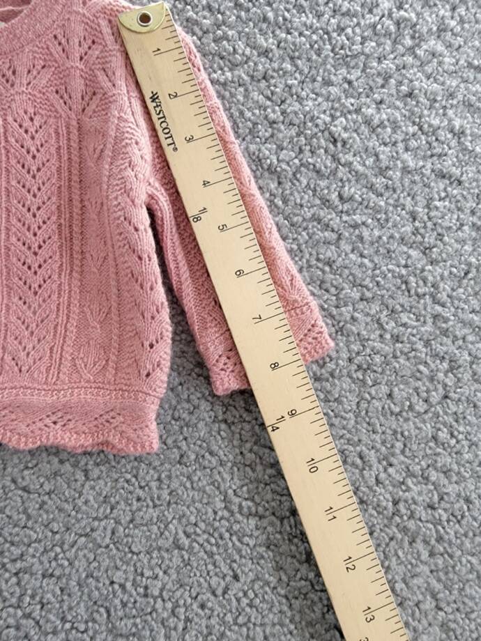 Ralph Lauren Wool Blend Mixed Knit Cardigan Baby Girls' 3-6Mos Pink Long Sleeve