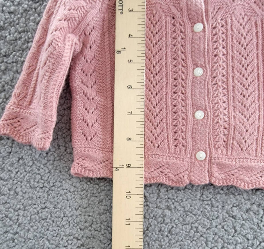 Ralph Lauren Wool Blend Mixed Knit Cardigan Baby Girls' 3-6Mos Pink Long Sleeve