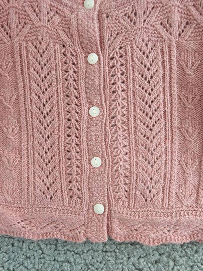 Ralph Lauren Wool Blend Mixed Knit Cardigan Baby Girls' 3-6Mos Pink Long Sleeve