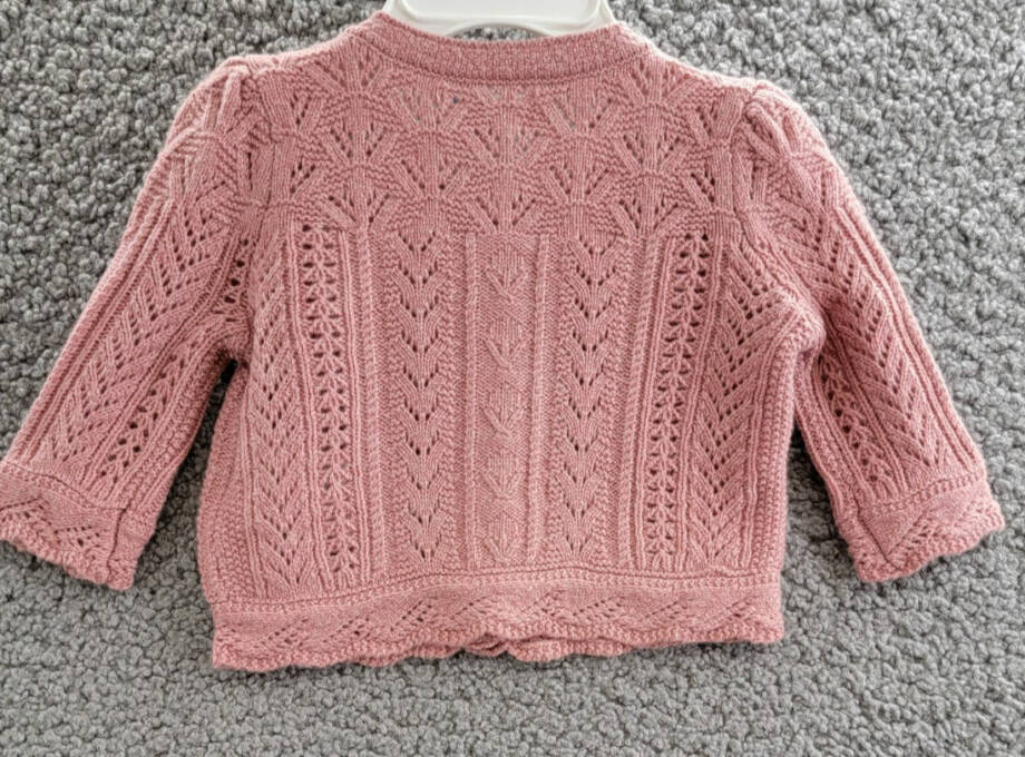 Ralph Lauren Wool Blend Mixed Knit Cardigan Baby Girls' 3-6Mos Pink Long Sleeve