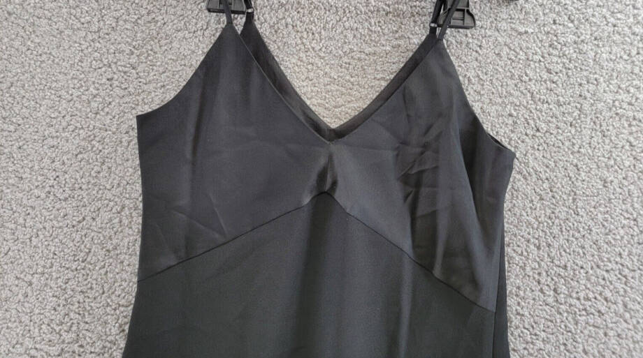 DKNY Mixed Media Camisole Top Women's S Black Double V-Neck Side Zip Closure