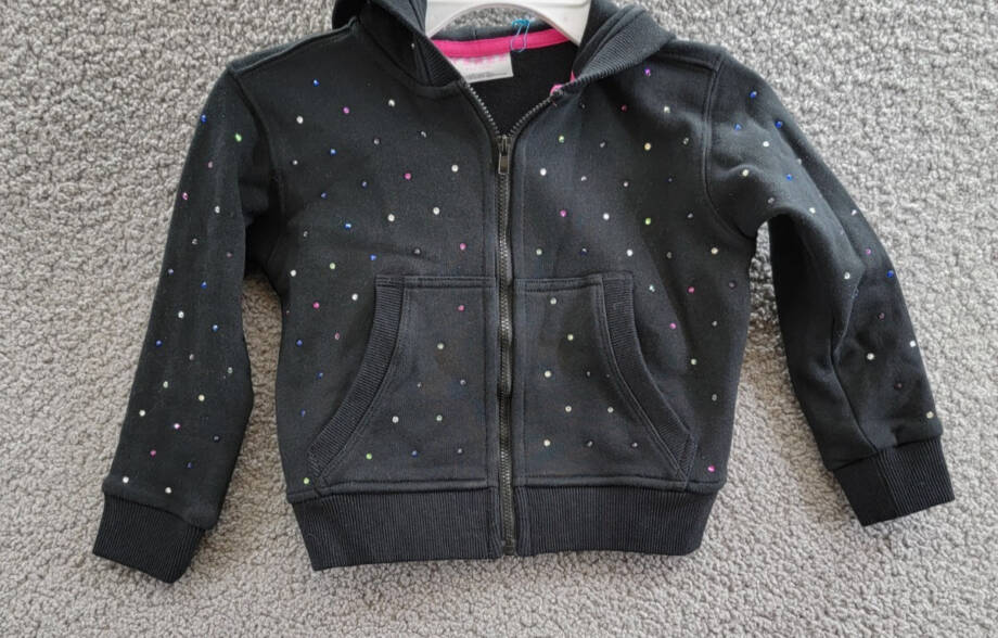 Terez Gems Full Zip Hoodie Toddler Girls' 4 Black Kangaroo Pockets Long Sleeve