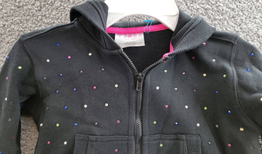 Terez Gems Full Zip Hoodie Toddler Girls' 4 Black Kangaroo Pockets Long Sleeve