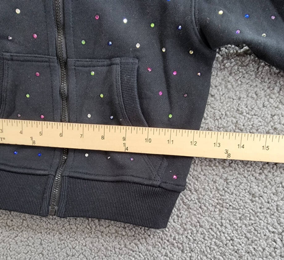 Terez Gems Full Zip Hoodie Toddler Girls' 4 Black Kangaroo Pockets Long Sleeve