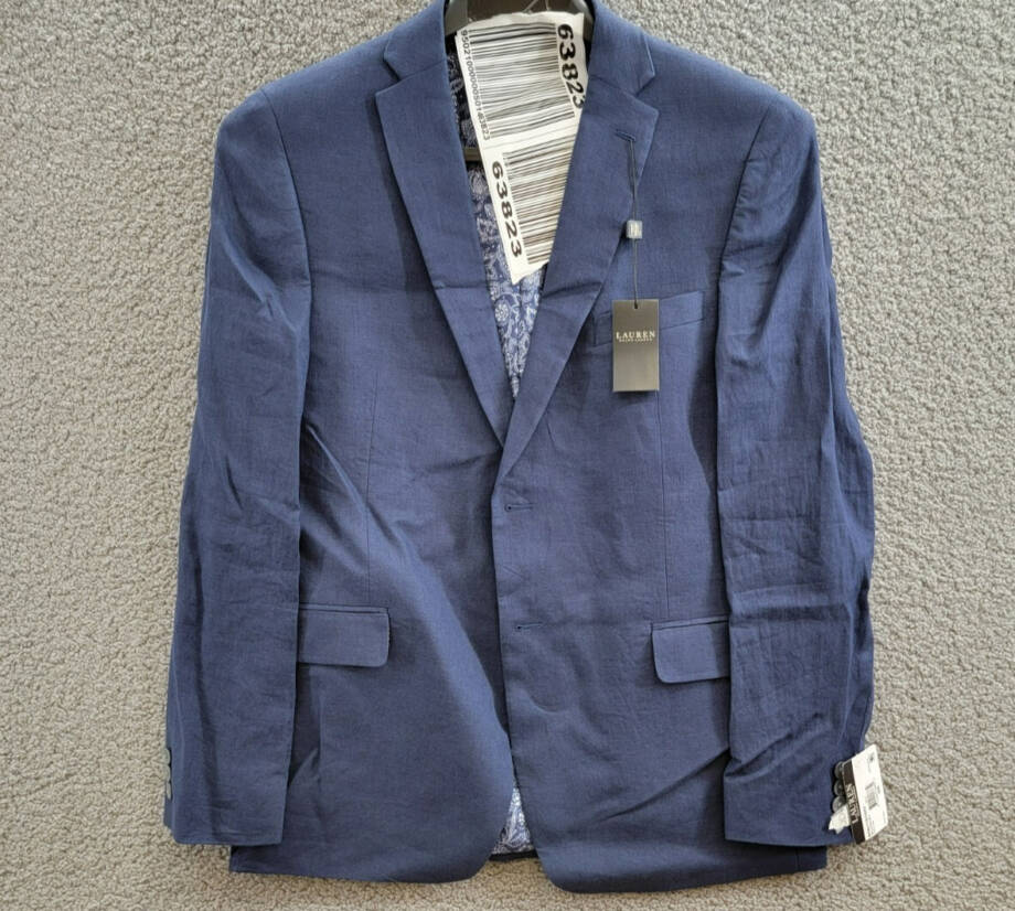 Lauren Ralph Lauren Linen Sports Coat Big Boys 20R Navy Patch Pocket Long Sleeve