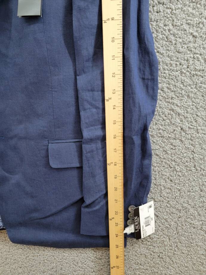 Lauren Ralph Lauren Linen Sports Coat Big Boys 20R Navy Patch Pocket Long Sleeve