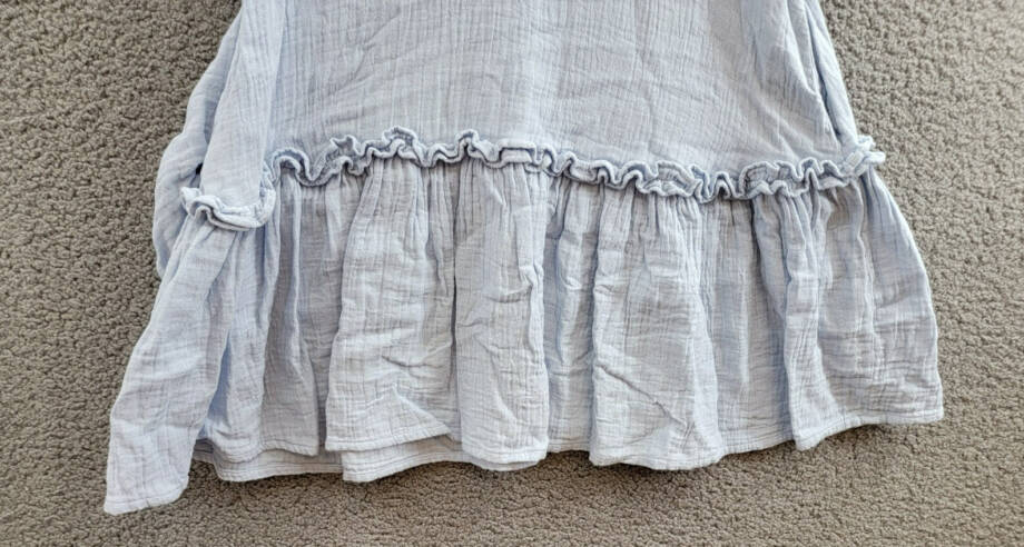 Reiss Blue Millie Seersucker Ruffle Dress Girls' 8-9Y Light Blue Button Back S/S