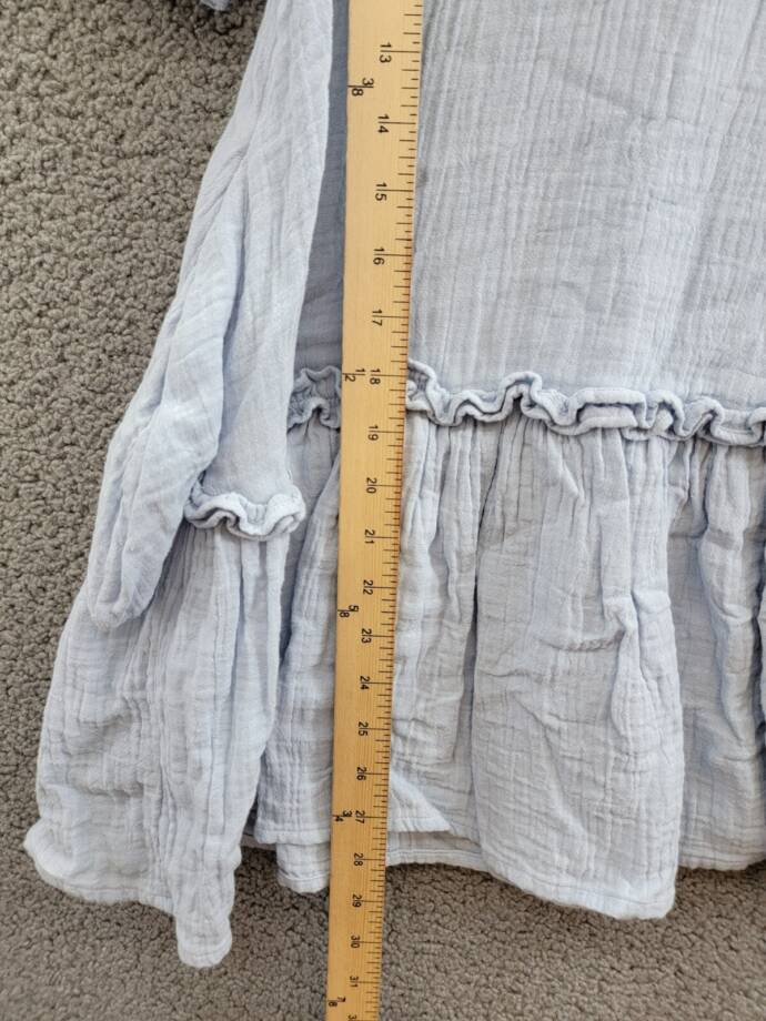 Reiss Blue Millie Seersucker Ruffle Dress Girls' 8-9Y Light Blue Button Back S/S
