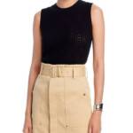C by Bloomingdale's Cashmere Crochet Crewneck Vest Women's M Black Pullover