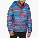 Club Room Water Resistant Stretch Hooded Puffer Jacket Men's XL Multi Full Zip