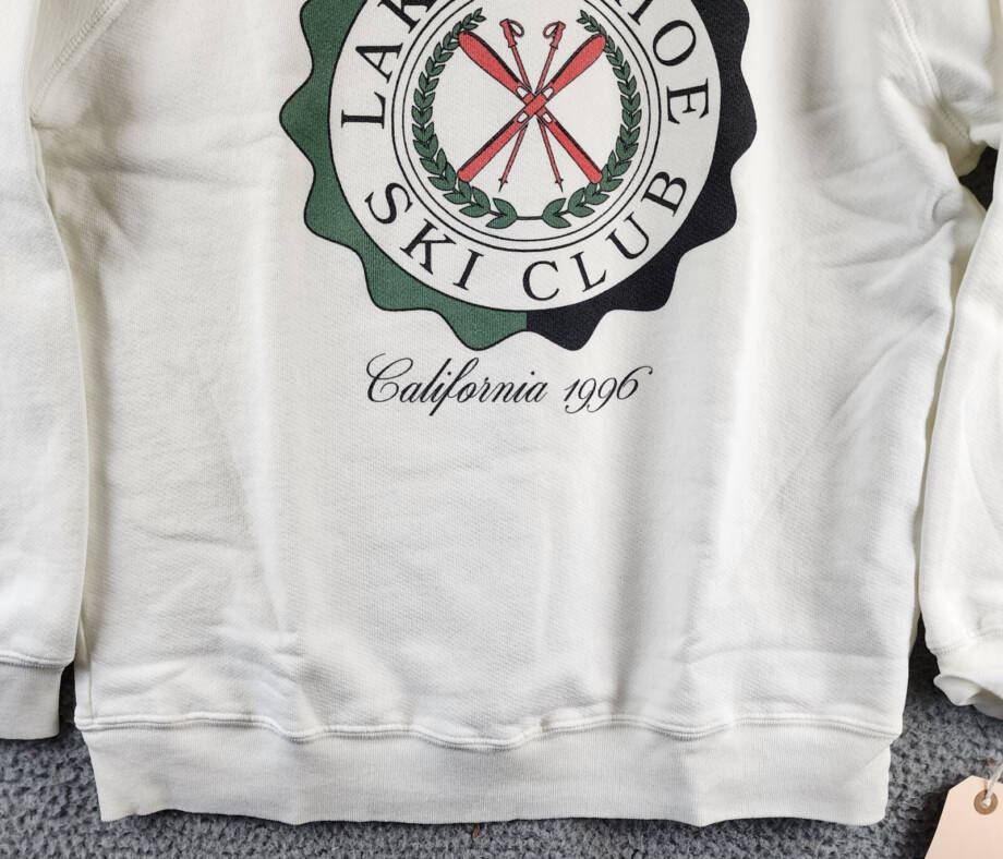 Retro Brand Graphic Sweatshirt Women's S Antique White Crewneck Long Sleeves~