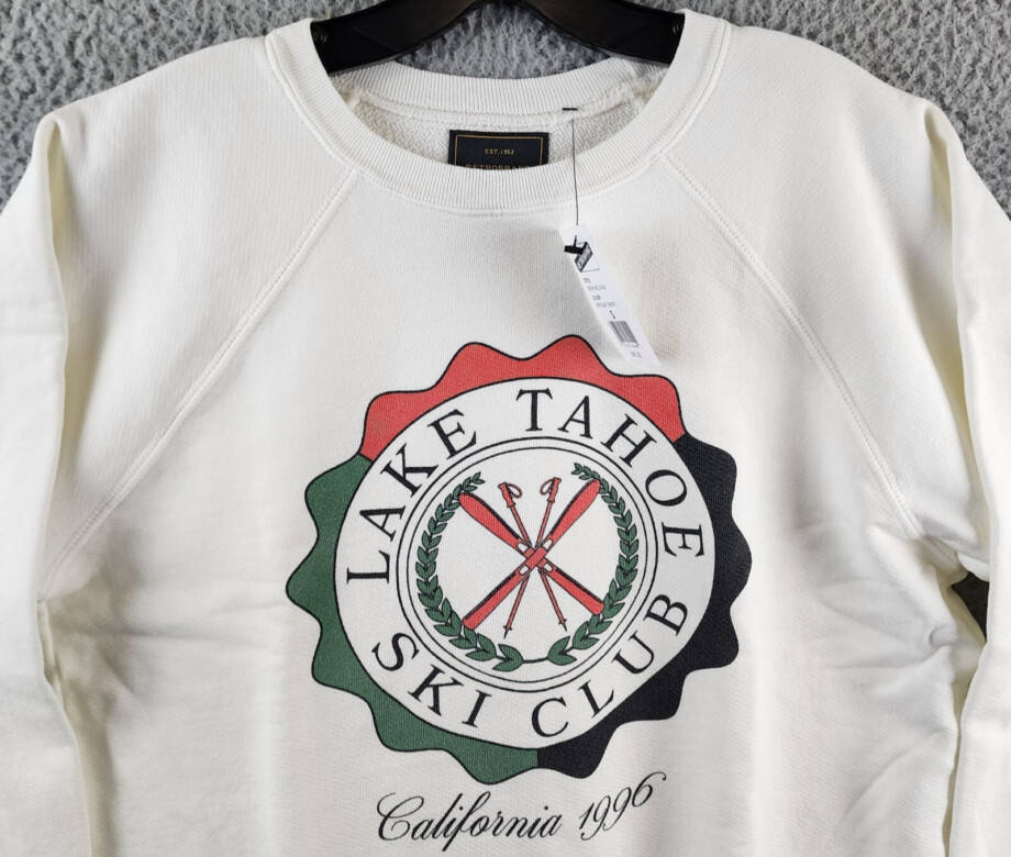 Retro Brand Graphic Sweatshirt Women's S Antique White Crewneck Long Sleeves~