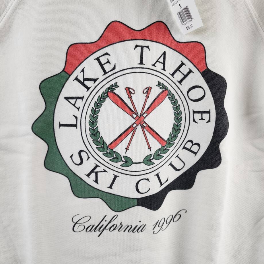 Retro Brand Graphic Sweatshirt Women's S Antique White Crewneck Long Sleeves~