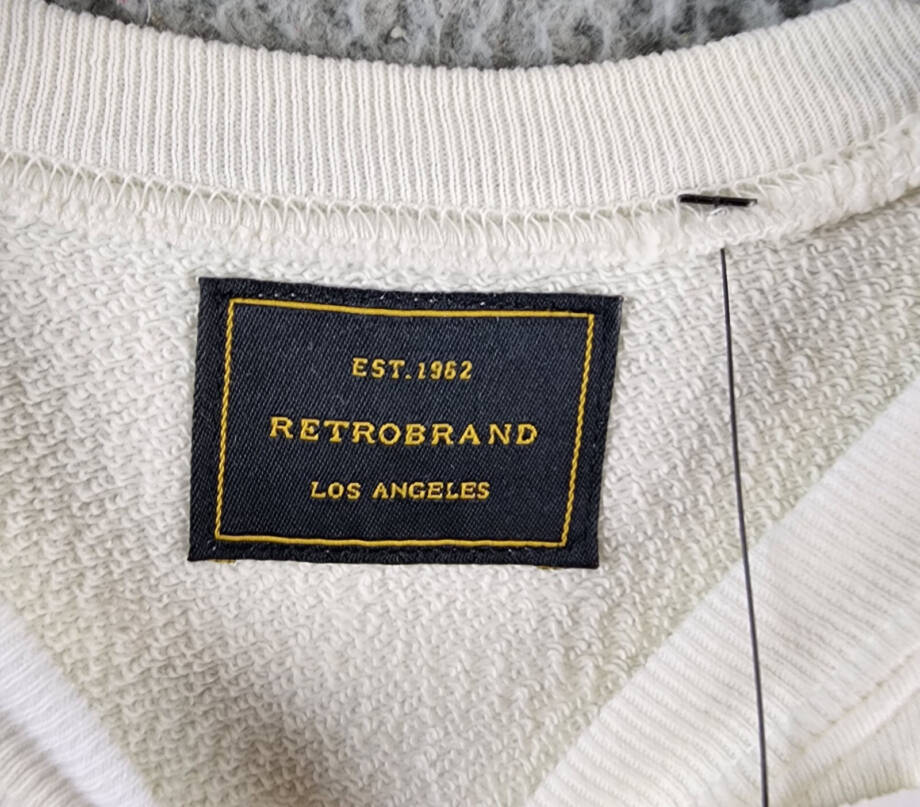 Retro Brand Graphic Sweatshirt Women's S Antique White Crewneck Long Sleeves~