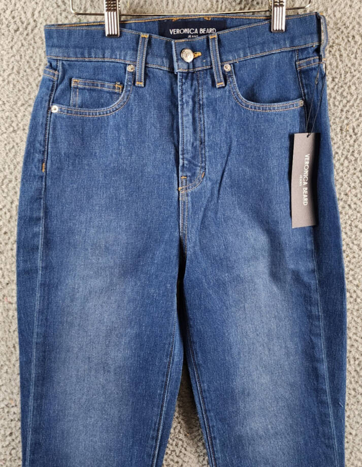 Veronica Beard Carson High Rise Ankle Flare Jeans Women's 27 Cornflower Button~