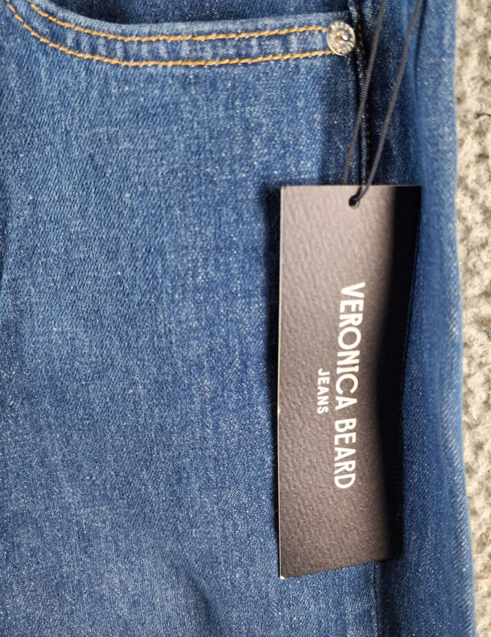 Veronica Beard Carson High Rise Ankle Flare Jeans Women's 27 Cornflower Button~
