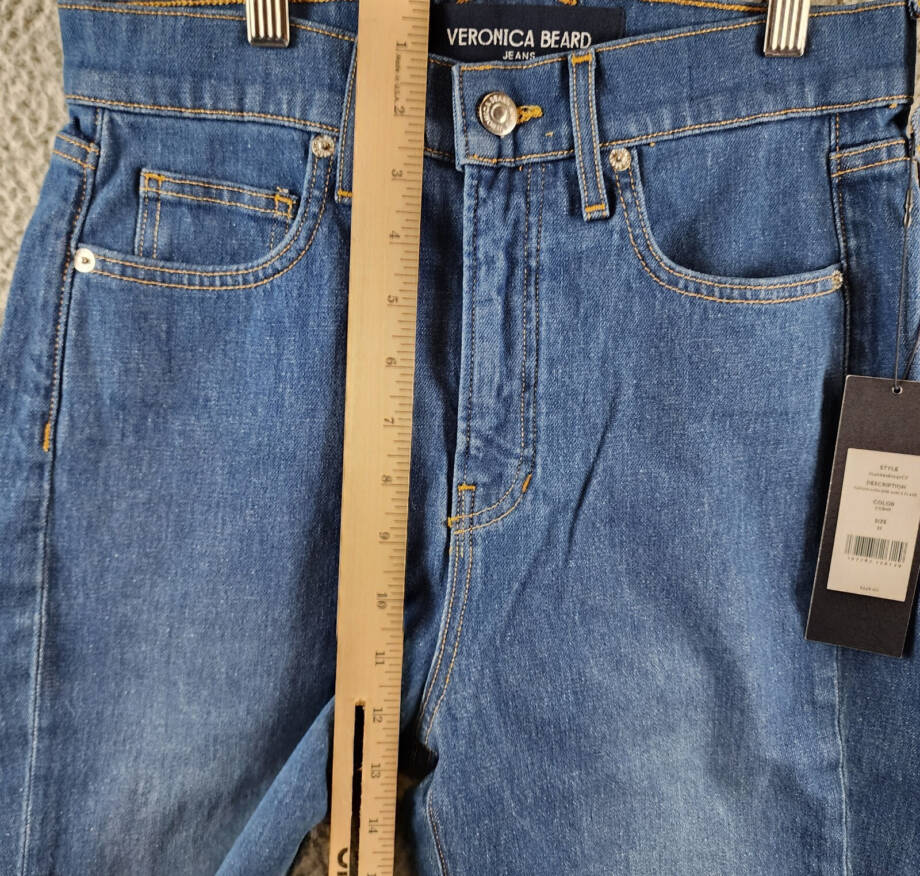 Veronica Beard Carson High Rise Ankle Flare Jeans Women's 27 Cornflower Button~