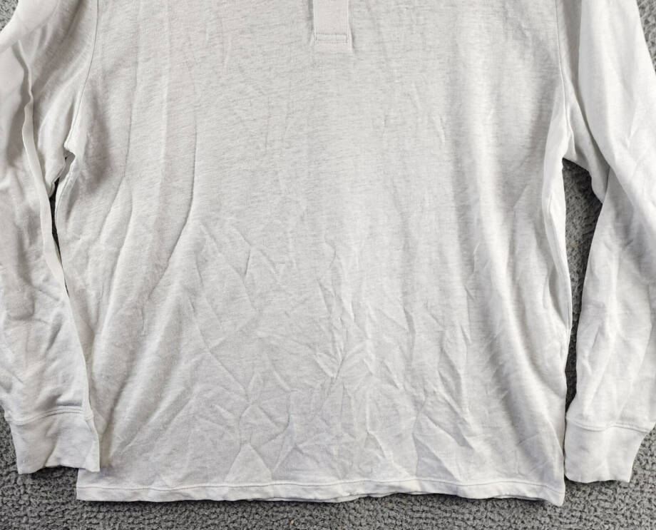 Vince Long Sleeve Linen Henley Shirt Men's XL Optic White Heather Pullover