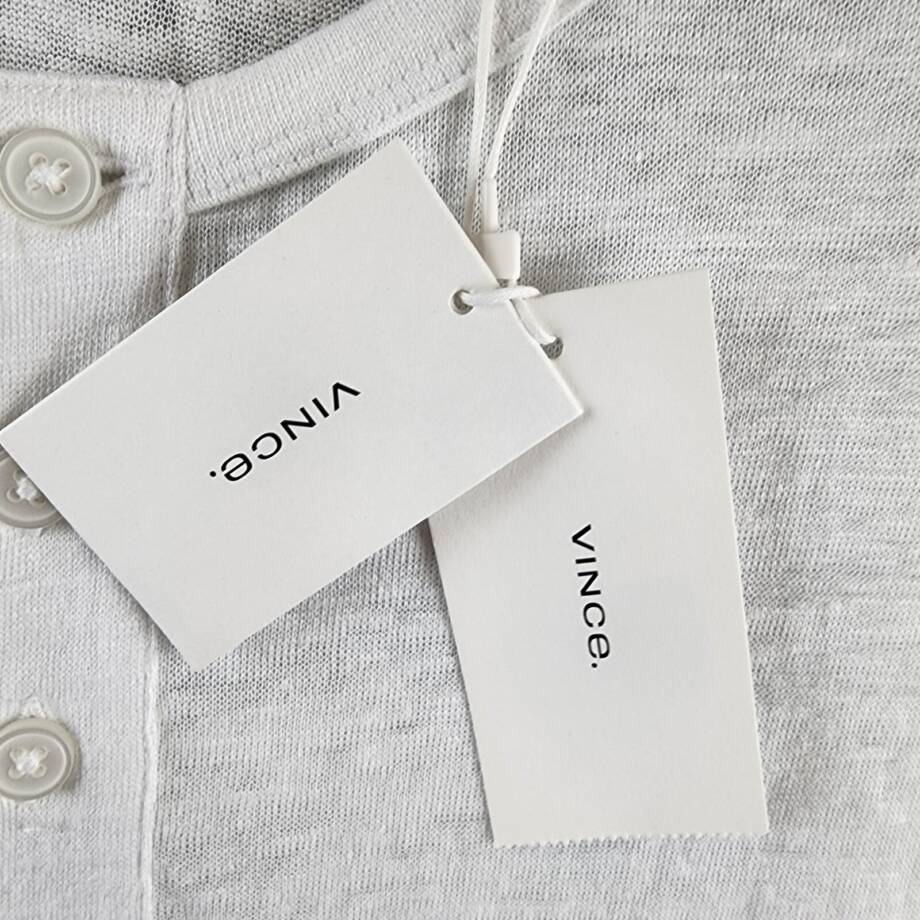 Vince Long Sleeve Linen Henley Shirt Men's XL Optic White Heather Pullover