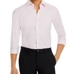 BOSS Hank Kent Slim Fit Stretch Dress Shirt Men's S 15 38 Light Pink Long Sleeve