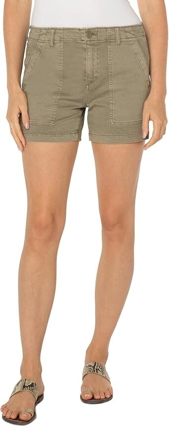 Liverpool Los Angeles Mid Rise Utility Shorts Women's 16/33 Pewter Green Zip Fly