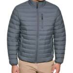 Club Room Quilted Packable Puffer Jacket Men's M Heather Charcoal Full Zip L/S