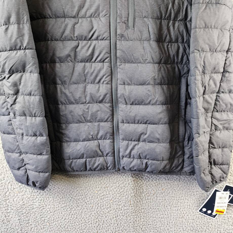 Club Room Quilted Packable Puffer Jacket Men's M Heather Charcoal Full Zip L/S
