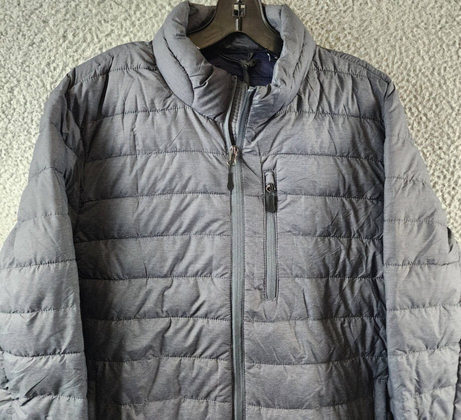 Club Room Quilted Packable Puffer Jacket Men's M Heather Charcoal Full Zip L/S