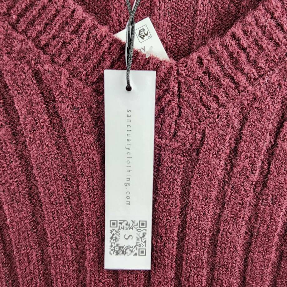 Sanctuary Ribbed V Neck Sweater Women's XL Sugar Plum Pullover Long-Sleeved~