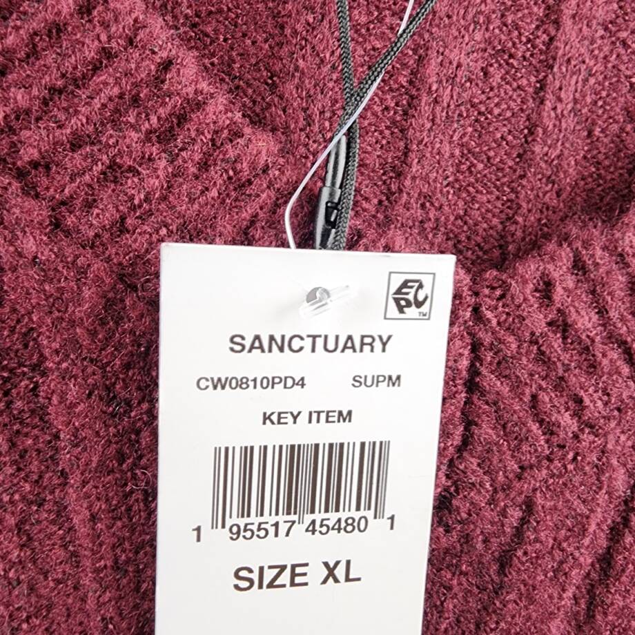 Sanctuary Ribbed V Neck Sweater Women's XL Sugar Plum Pullover Long-Sleeved~